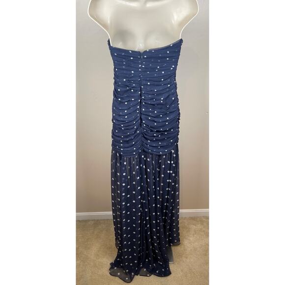 Retrofete Annalise Strapless Polkadot Ruched Navy Blue Maxi Dress Size XS - Picture 13 of 14